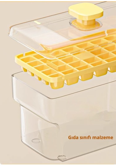 Snapbuy Kolay Kullanımlı 68 Küplük Buz Kalıbı-ev Tipi, 2 Katlı, Baskılı, Dondurucuya Uygun Sarı