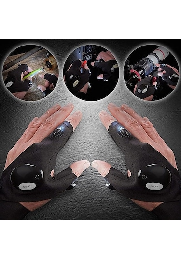 Kenpazar Led Işıklı Eldiven Led Işıklı Tamirci Balıkçı Bisiklet Eldiveni