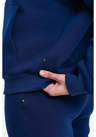 Odda Kadın Kapüşonlu Şardonlu Sweatshirt Lacivert