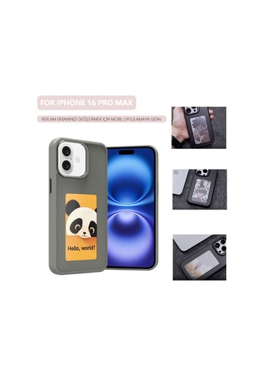 iPhone 16 Pro Max Uyumlu E-mürekkep Ekran NFC Telefon Kılıfı Gri