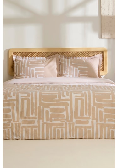 Kaşmir Home Mosy %100 Pamuk Çift Kişilik Nevresim Takımı Bej Bej