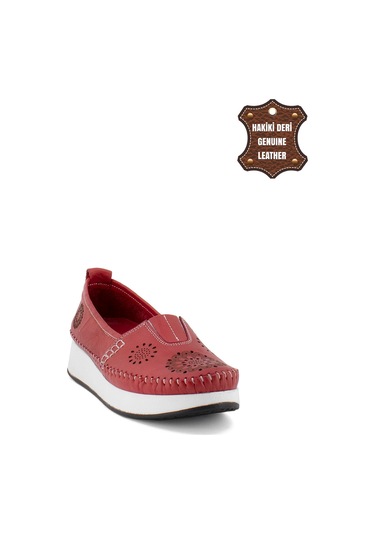 Elit Mn85l21c Kadın Hakiki Deri Espadril Kırmızı Kırmızı