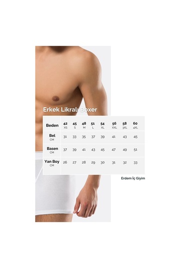 Erdem Beyaz Pamuk Elastan Boxer 1427 Beyaz