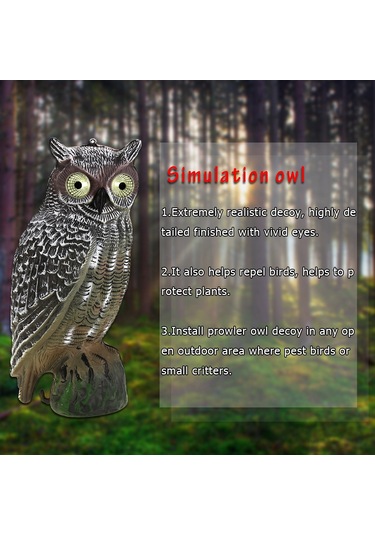 Lemestar Güneş Enerjili Göz Işıklı Baykuş Kuşları Kovucu, Bahçe Dekorasyonu Ve Eğitim Aracı