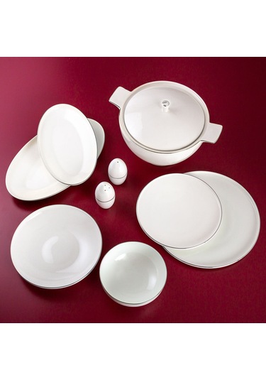 Jumbo Bianca Platin 57 Parça 12 Kişilik Yemek Takımı Beyaz Gümüş