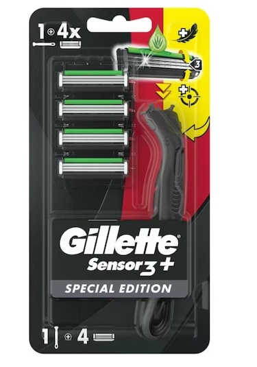 Gilette Sensor 3 Plus Black Makine + 4 Yedek Başlık 1 Adet