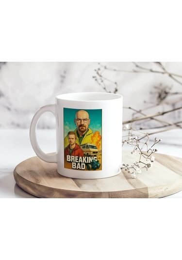 Breaking Bad Temalı Kahve / Çay Kupa Bardak Walter White Ve Jesse Pinkman Tasarımlı Kupa Beyaz