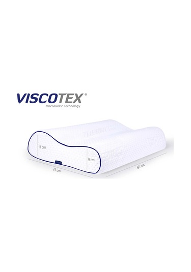 Visco Çift Bombeli Ortopedik Yastık 60x40x11/9 cm, Beyaz