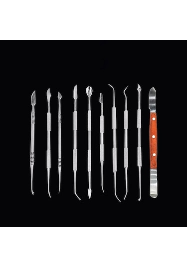 10 Adet Paslanmaz Çelik Spatula Bıçak Çok Yönlü Diş Balmumu Tahta Oyma Araçları Seti