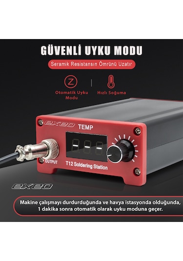 Exeo T12 Dijital Isı Ayarlı Havya Lehimleme İstasyonu Makinası 75w