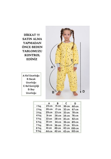 Kız Erkek Çocuk Kalın Elyaf Dolgulu Premium Kalite 2.5 Tog Desenli Uyku Tulumu Sarı - Kahverengi