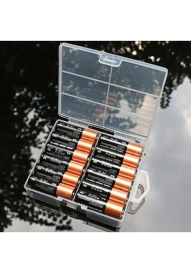 Awesomestore Aa/aaa Pil Depolama Kutusu - 24'lü Şeffaf Pil Saklama Kutusu