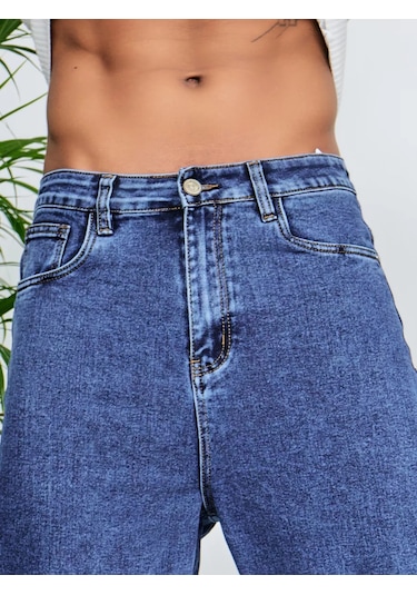 Sagezza Düz Boru Paça Geniş Jean 222840115 Mavi