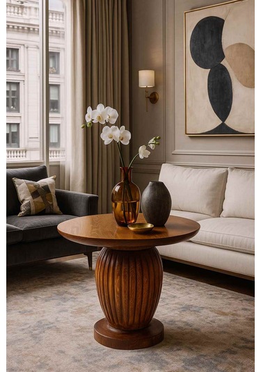 Ahşap Orta Sehpa Meşe Renk Modern Mantar Tasarım Meşe Ahşap Orta Sehpa Meşe Renk Modern Mantar Tasarım Meşe