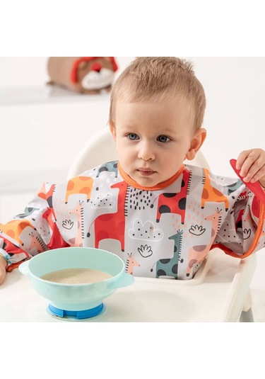 Candar Graffe Desenli Sıvı Geçirmez Uzun Kol Aktivite Ve Mama Önlüğü 6-24 Ay Standart Çok Renkli