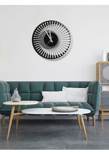 3d Efektli Şık Modern Zarif Metal Duvar Saati Siyah