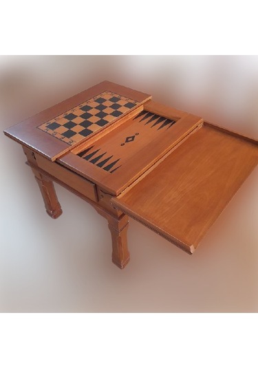 Orta sehpa SATRANÇ-TAVLA Küçük Kayın Lükens Aslan Ayak El yapım Yakarak nakış Kutuda sevk El Yapım