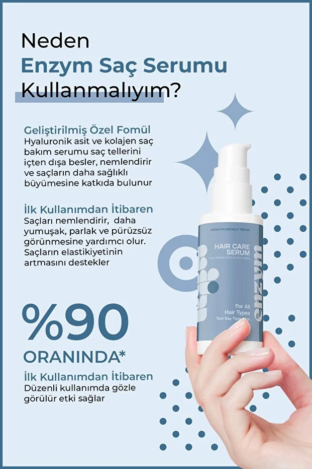 Enzym Cosmetics Saç Bakım Kompleksi Hyaluronik Asit Ve Kolajen Saç Serum 75 Ml