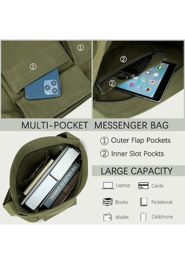 Luckydog Unisex Geniş Tek Askılı Bez Çanta - Yeşil Yeşil Yeşil