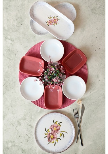 Keramika Polya 14 Parça 6 Kişilik Kahvaltı Takımı Çok Renkli