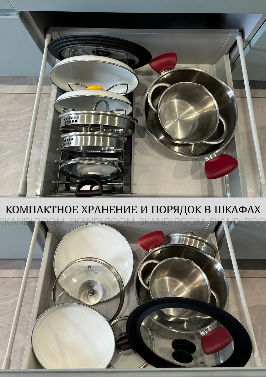 Skandi Room Tava Kapakları İçin Düzenleyici, Saklama Organzasyonu 382751188 Siyah