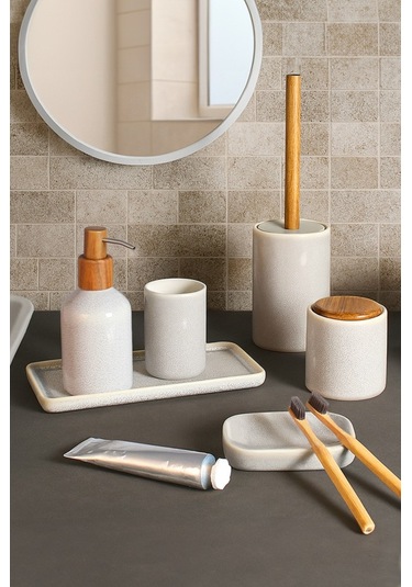 Primanova Elegance Banyo Seti 6 Parça Krem