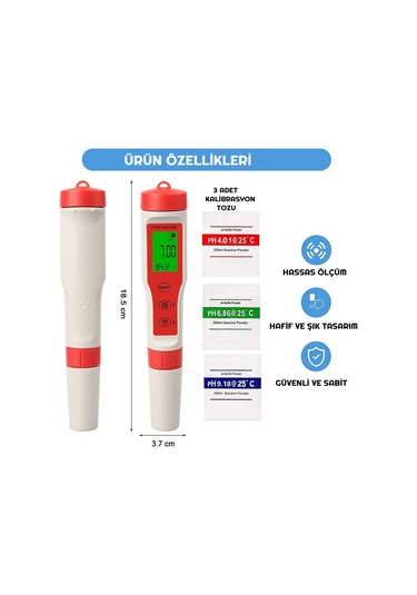 Dijital Ph Ölçer 4'Ü 1 Arada Ph Tds Ec Sıcaklık Test Cihazı