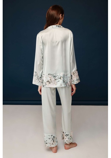 Bonnie&clyde - Kadın Baskılı Saten Pijama Takımı Baskılı Çok Renkli