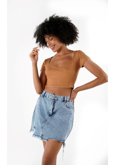 Alexander Gardi Alexandergardı Queen Anne Yaka Crop Bluz B24-00217 001
