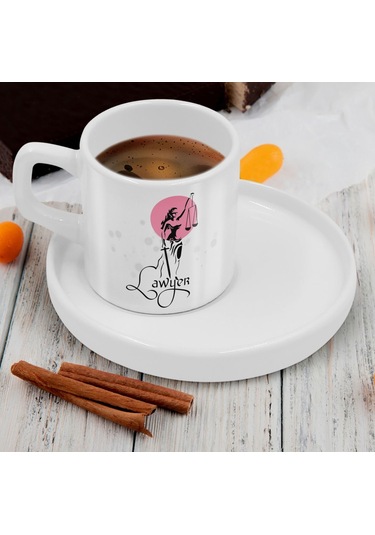 Bk Gift Kişiye Özel Sunum Tabaklı Avukat Tasarımlı Kahve Fincanı-9, Sevgiliye Hediye, Arkadaşa Hediye, Avukata Hediye Kobitmeyen137773 Bk Gift