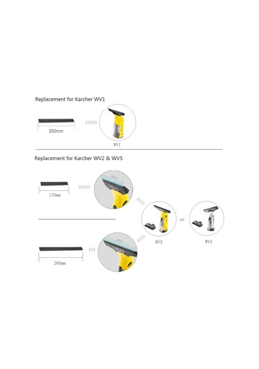Yuntech01 Karcher Wv1 Uyumlu Cam Sılma Lastik Şeridi - 2 Adet 250mm Diğer