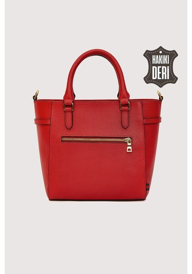 Hakiki Deri Kadın El Çantası Kırmızı Smr7922 Kırmızı