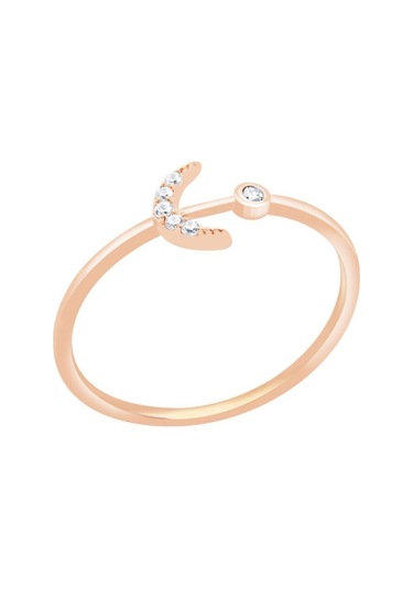 Diamond Line - Gülaylar - Pembe Altın 14 Ayar Ay Yüzük