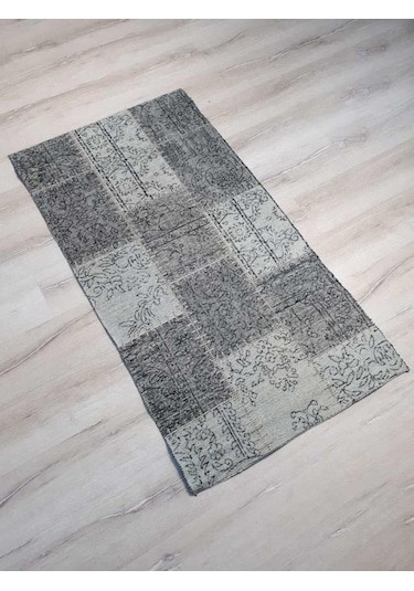 Türkmen Halı Vintage Mood 3205A Gri 80X150Cm Patchwork Kilim