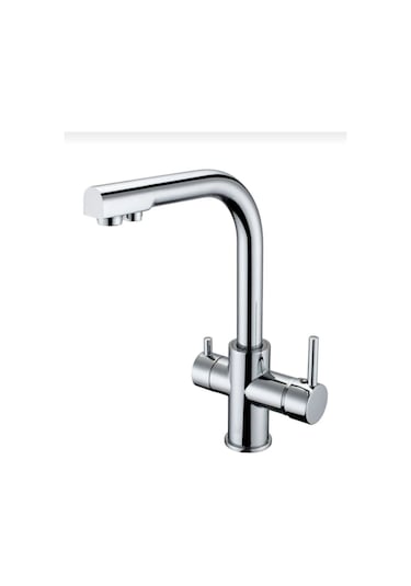 Euromix Çift Perlatörlü Arıtma Musluklu Eviye Bataryası Metalik