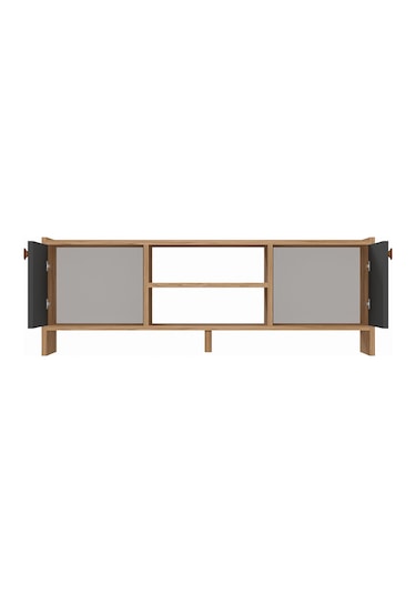 Molde Bohem Tv Sehpası Mdf Membran Kapaklı Raflı Tv Ünitesi Televizyon Sehpası Atlantik Çam - Antrasit