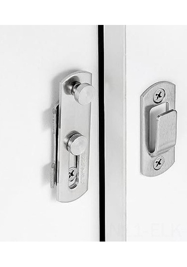 Besthome1 Paslanmaz Çelik 4'lü Kapı Kilit Seti - 7x5 Cm, Kolay Montaj, Ev Ofis Güvenliği İdeal Gümüş