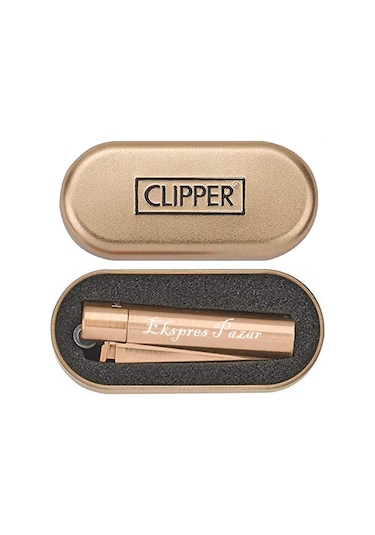 Clipper Kişiye Özel Metal Çakmak Özel Kutu ve Baskılı Rose Gold
