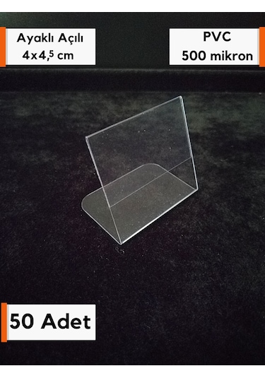 50 Adet Pvc Etiketlik Ayaklı Arkaya Açılı 4x4,5 Cm Mini Etiketlik