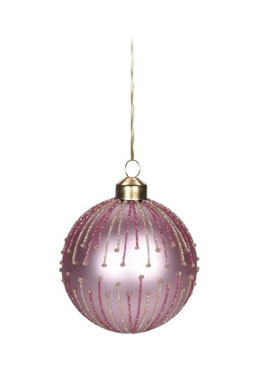 Çizgili Pembe Yılbaşı Süsü 8 Cm