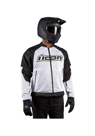 Icon Overlord 3 Mesh Korumalı Motosiklet Montu Siyah Beyaz