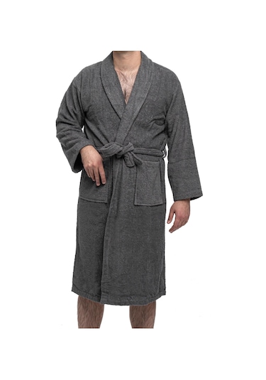 Soley Minerva Extra Yumuşak %100 Pamuk Kadın / Erkek Unisex Bornoz Antrasit