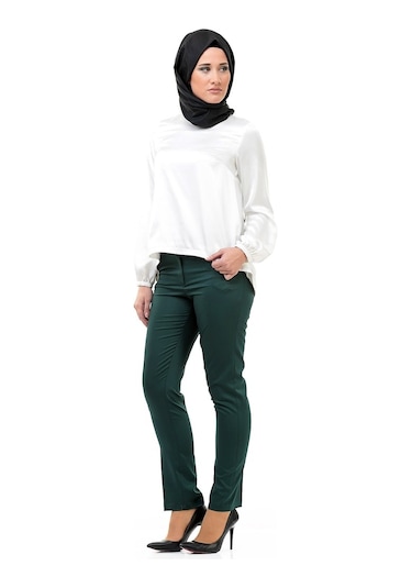 Soralline Kadın Pantalon Klasik 1673 Nefti Yeşil Zümrüt Zümrüt Yeşili