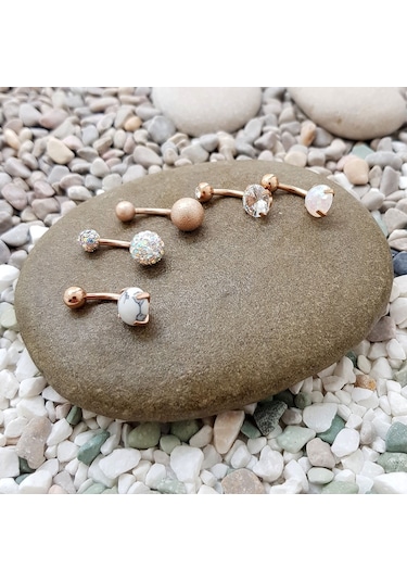 Chavin 5 Adet Taşlı Taşsız Cerrahi Çelik Göbek Piercing Eh02Rs