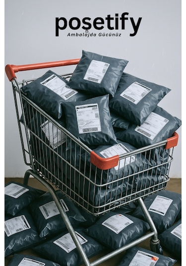 Gri Cepsiz Kargo Poşeti 17x23+4 Cm Yapışkan Bantlı Kargo Zarfı 100 Lü E-ticaret Poşeti