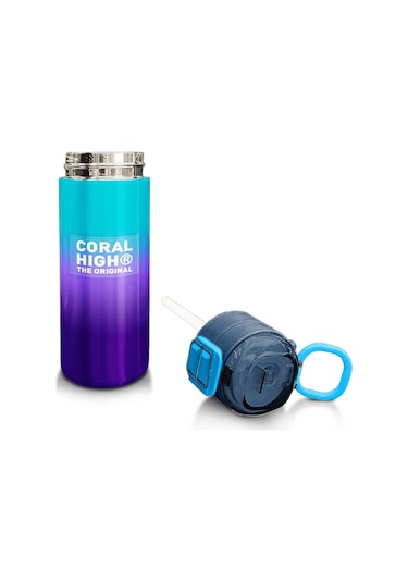 Coral High Kids Mor Renk Geçişli Desenli Pipetli Ve Direkt İçim Çelik Termos 500 Ml 31964 Mor - Sarı