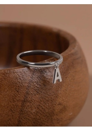 Sılverme Gümüş A Harfi Yüzük 925 Ayar Gümüş 94663274 Gri