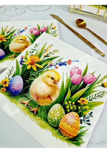 Love Land Paskalya Temalı Kağıt Masa Örtüsü 33x33 Cm 20 Adet 370309129 Pembe