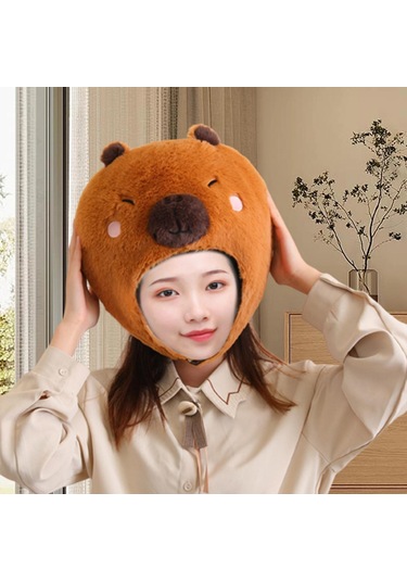 Suntek Peluş Hayvan Şapka Kapibara Şapkalar Erkek Kız Nefes Kahverengi