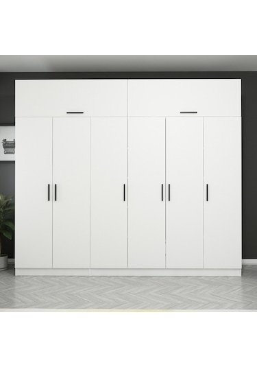 Kale 6 Kapaklı Zincir Dolap-yüklük - Beyaz 255cm